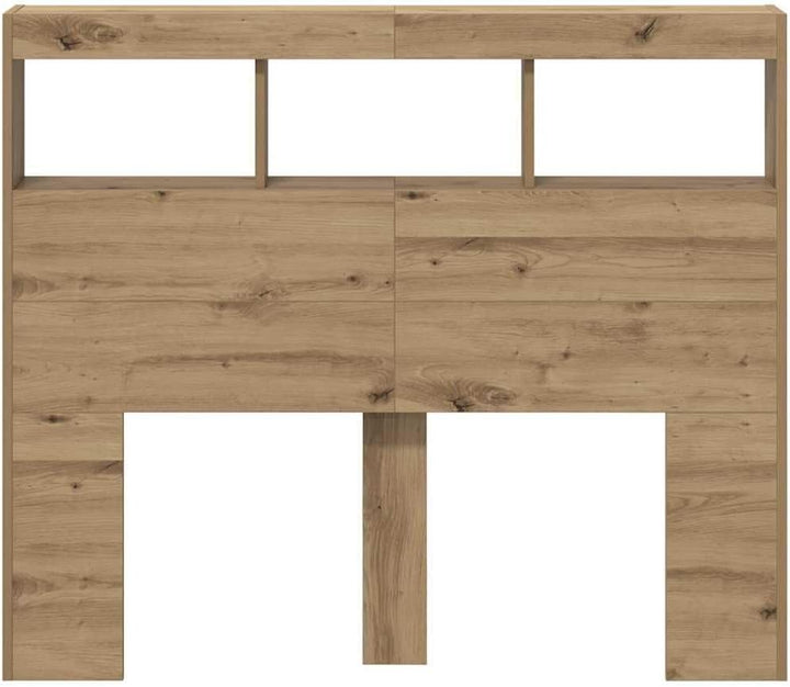 vidaXL Artisan Eichen Kopfteil mit blauen Regalen Massives Holzdesign Stylisches und funktionales Be