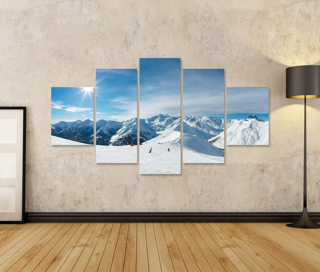 islandburner Bild auf Leinwand Skipiste In Den Bergen Bilder Wandbilder Poster Leinwand 170x80cm - 5