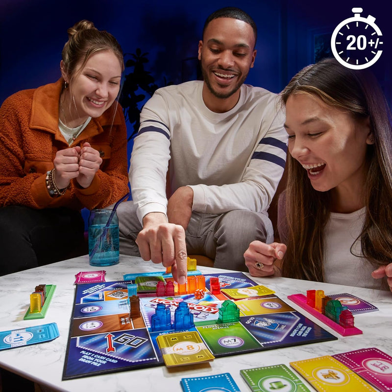 Monopoly Ausgezockt Brettspiel, schnelles Monopoly Familien-Spiel für 2–4 Spieler, Spieldauer ca. 20