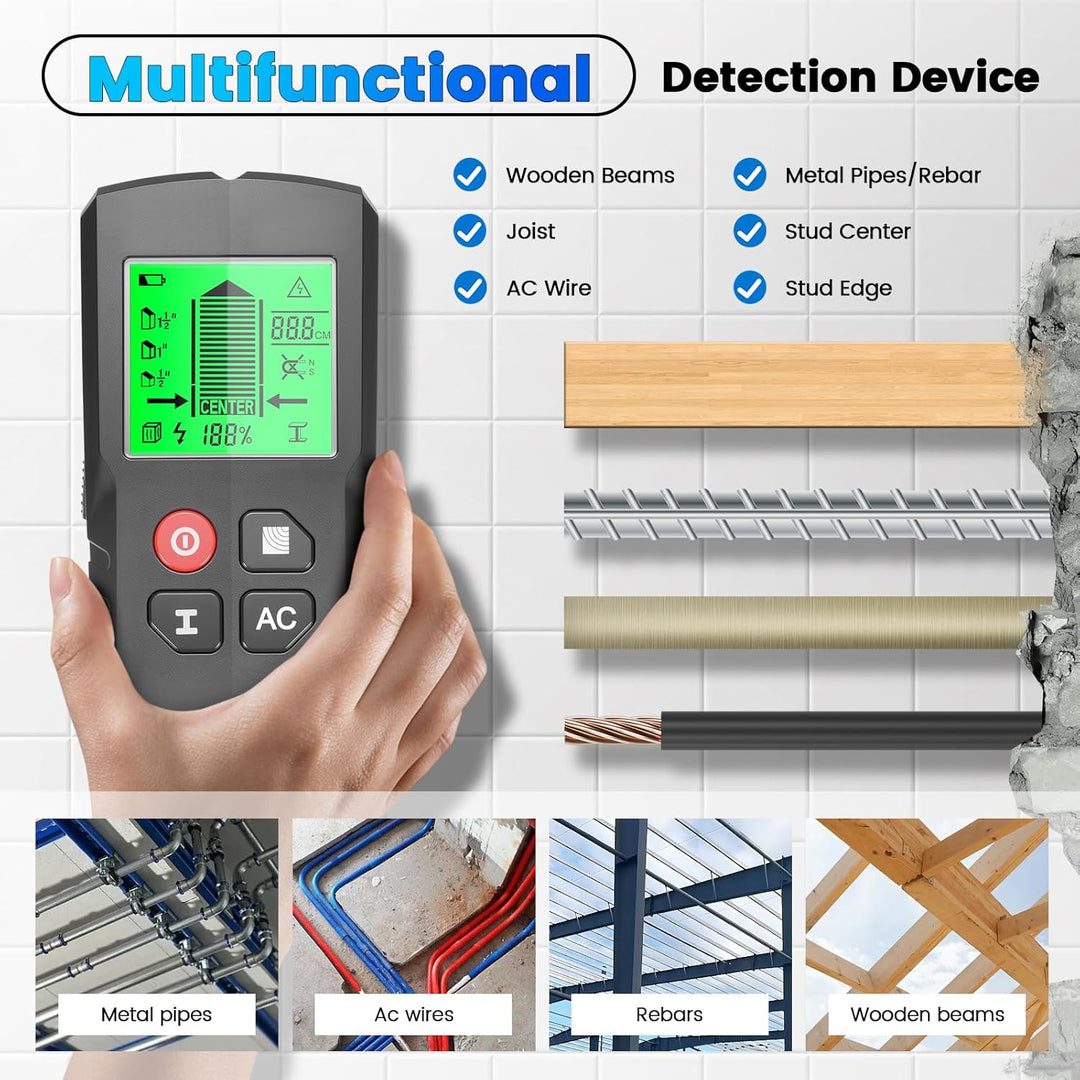 Leitungssucher Ortungsgerät, 5 in 1 Multifunktions Wand Scanner Detektor Stud Finder, Leitungssuchge