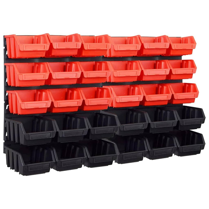 vidaXL Sichtlagerkasten Set 32 tlg., Sichtlagerbox mit Wandhalterung, Stapelbox mit 2 Werkstatt Wand