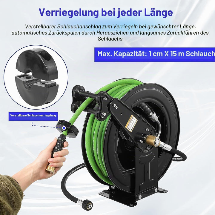 40.64 cm(16-Zoll)-Hochdruckreiniger-Schlauchaufroller mit automatischem Aufrollmechanismus, 15M (50