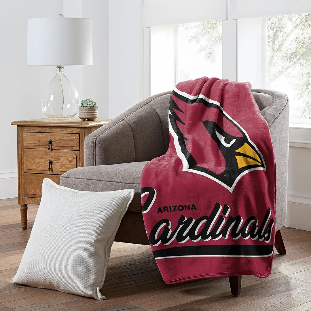Officially Licensed NFL Grand Stand Plush Raschel Throw Blanket, 50" x 60" Arizona Cardinals, Arizon