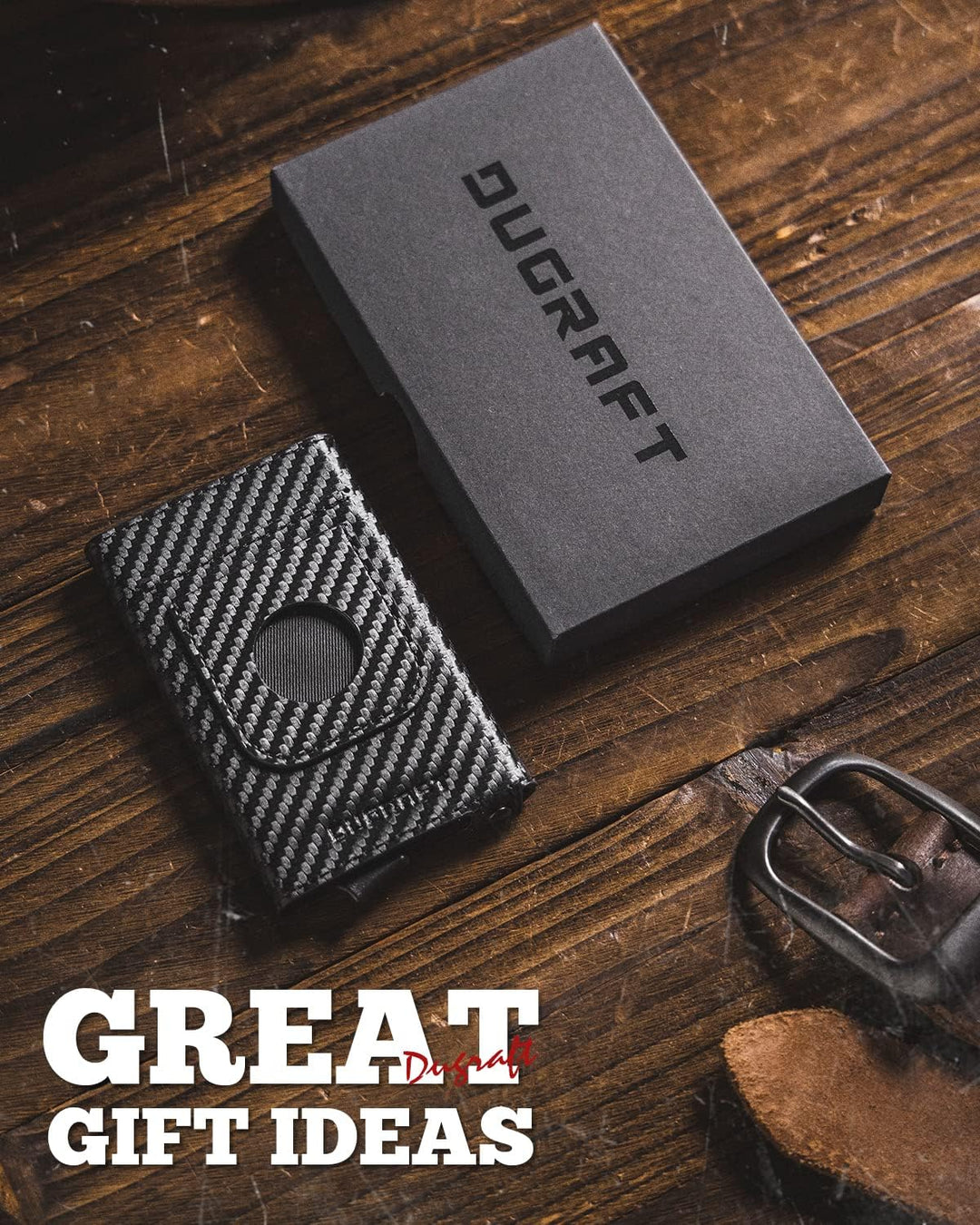 DUGRAFT Pop Up Wallet mit AirTag Halter, Schlankes Minimalistisches Smart Wallet für Männer, RFID-Bl