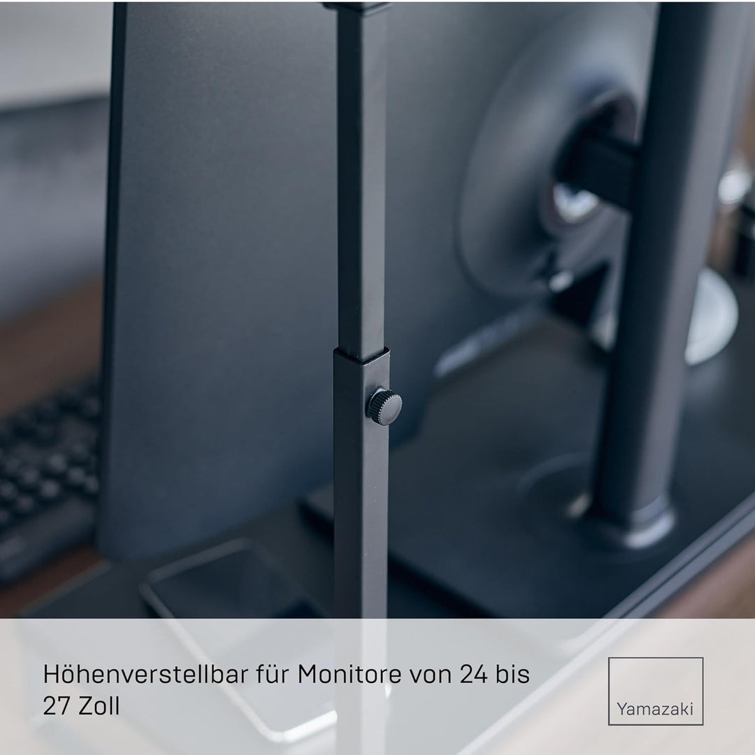 YAMAZAKI 1303 TOWER 2-stöckiger Monitorständer, schwarz, Stahl / Silikon / Polypropylen, minimalisti