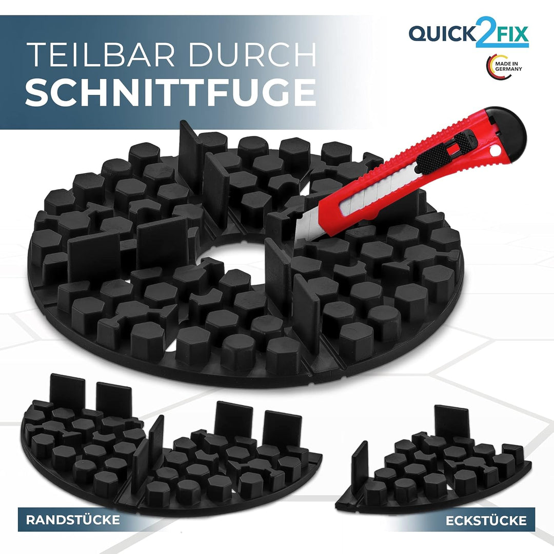 QUICK2FIX® 50 x Gummi Plattenlager - Fugenbreite 2mm x Höhe 10mm - Stelzlager für Terrassenplatten.