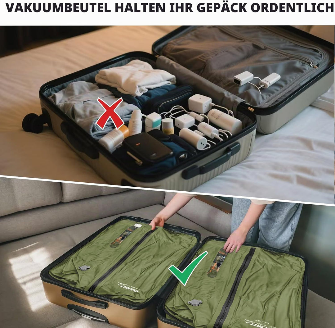 EULANT Vergrössert Vakuumbeutel für Reisen mit Pumpe, Wiederverwendbare Kompressionsbeutel für Koffe