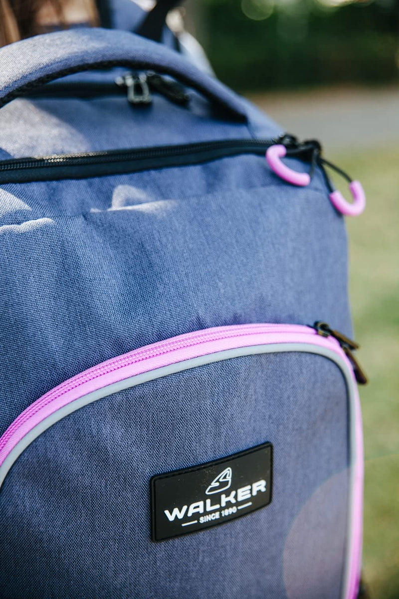 Walker 42117-267 - Rucksack Campus Evo Blue-Ivy-Pink mit 3 Fächern, Laptop-Fach, Seitentaschen, Rück