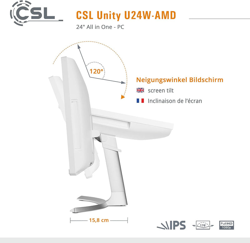 All-in-One-PC CSL Unity U24W-AMD, 60,5 cm (23,8 Zoll, 1920x1080 Full HD) - Leistungsstarker AIO (AMD