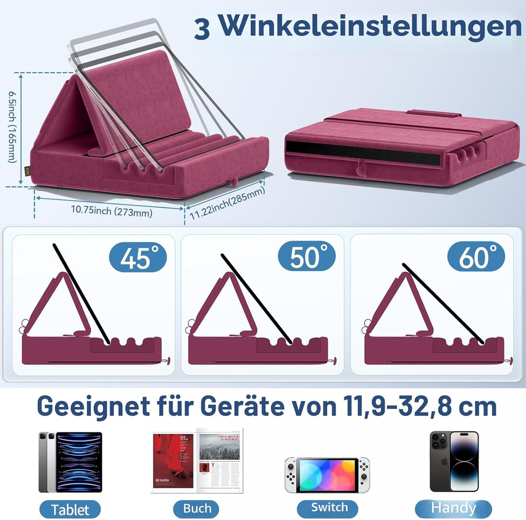 KDD Tablet Halter Kissen, Faltbarer Ipad Ständer für Schoss Bett Schreibtisch - Tablet Weicher Kisse