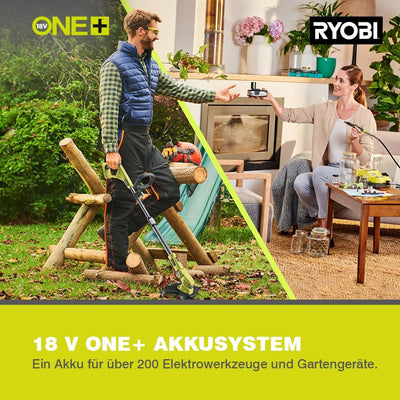 RYOBI 18V ONE+ Akku-Rasentrimmer RLT183220S (25-30 cm Schnittbreite, 3-fache Schnittwinkelverstellun