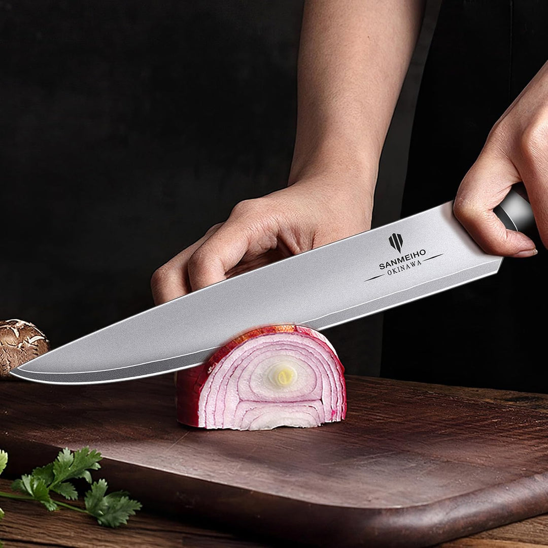 Messerset 3-teilig, Japanisches Küchenmesserset aus 10Cr15MoV Edelstahl, Scharfes Profi Kochmesserse