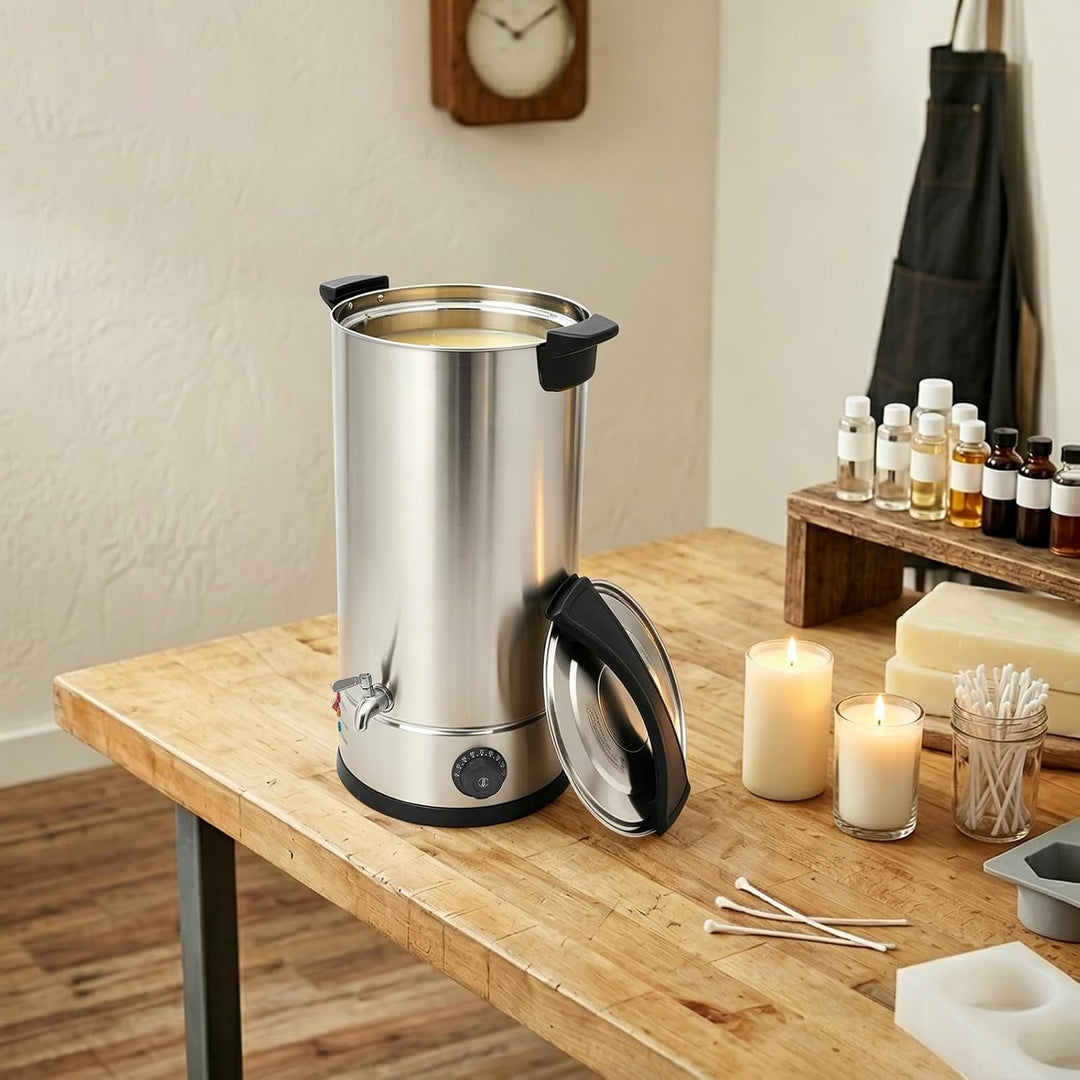 Wachsschmelzer 15L, Wachsschmelztiegel mit Temperaturregelung für Kerzen | 304 Edelstahl + PP, 1800W