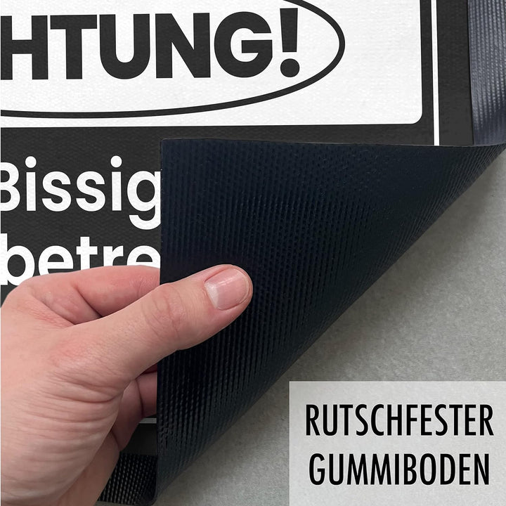 Trendation - Achtung Bissige Katze Fussmatte Geschenk Katzenbesitzer Lustige Fussmatte 60x40 cm