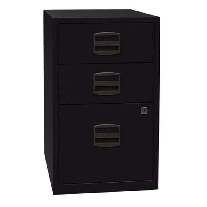 Bisley Home Beistellschrank PFA, 2 Universalschubladen, 1 HR-Schublade, Metall, 633 Schwarz, 40 x 41