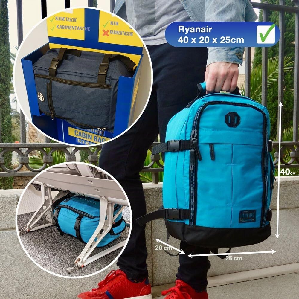 Cabin Max Handgepäck Rucksack 40x20x25 für Ryanair Reiserucksack für Flugzeug Unter Sitzplatz - Trav