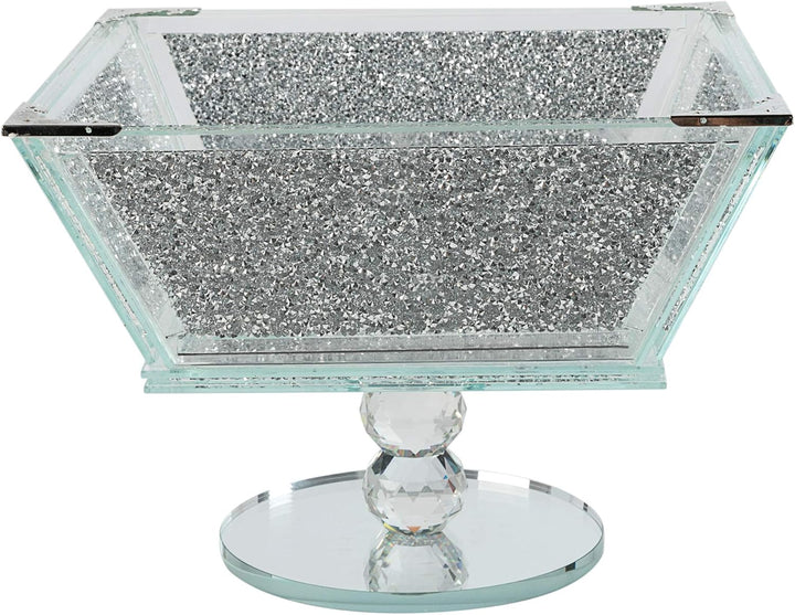 London Boutique Extra grosse Obstschale aus Kristall, Mittelstück, Aufbewahrung, glitzernd, Diamant-