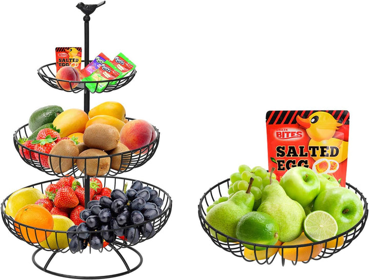 Hossejoy Obstkorb, 3 Stöckig Obstkorb für Mehr Platz auf der Arbeitsplatte, Obstschale & Snack-Verka