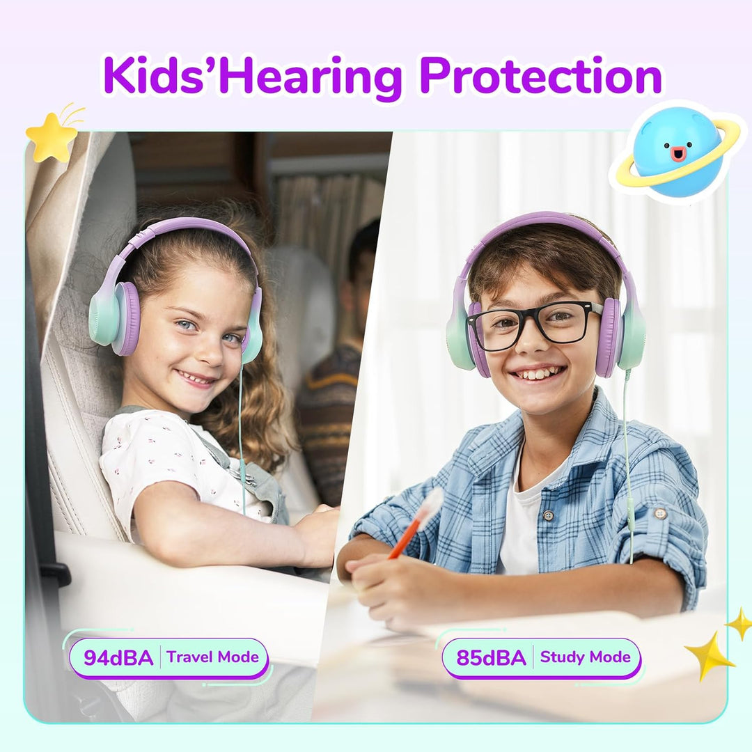 EarFun Kinder Kopfhörer, Over-Ear Kopfhörer für Kinder mit Kabel, 85/94dB Lautstärkenbegrenzer, Falt