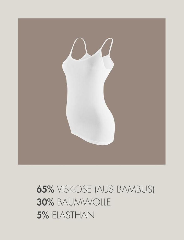 Basic Treasure 3er-Pack Unterhemden Damen, Spaghettiträger Top Damen, Premium Bambus Unterhemd Damen