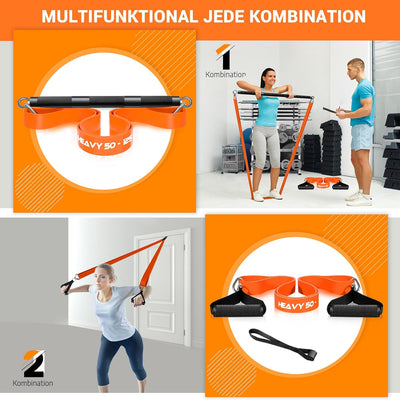 DASKING Fitnessbänder Krafttraining mit Stange, Resistance Bands Set - 4 Widerstandsbänder, Detachab