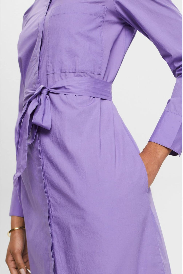 ESPRIT Hemdkleid aus Baumwolle mit Bindegürtel 34 Lila, 34 Lila