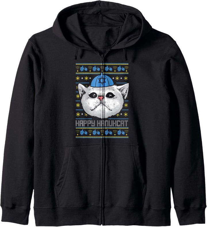 Happy Hanukcat Hanukkah Jüdische Feiertage Katzen Chanukka Kapuzenjacke