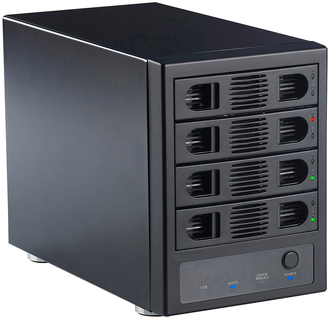 Xystec Festplattengehäuse: 4-Fach-Festplatten-Gehäuse für 3.5" &amp; 2.5" (SATA); mit USB 3.0 &amp; eSATA (4