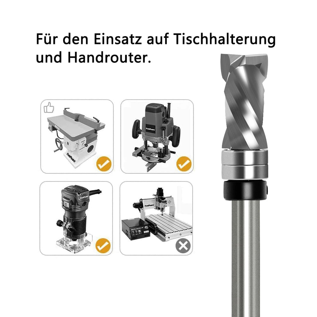 Bündigfräser Spiralfräser 8mm Schaft - Up&Down Kompression Spiralnutfräser, 12mm Schnittdurchmesser,