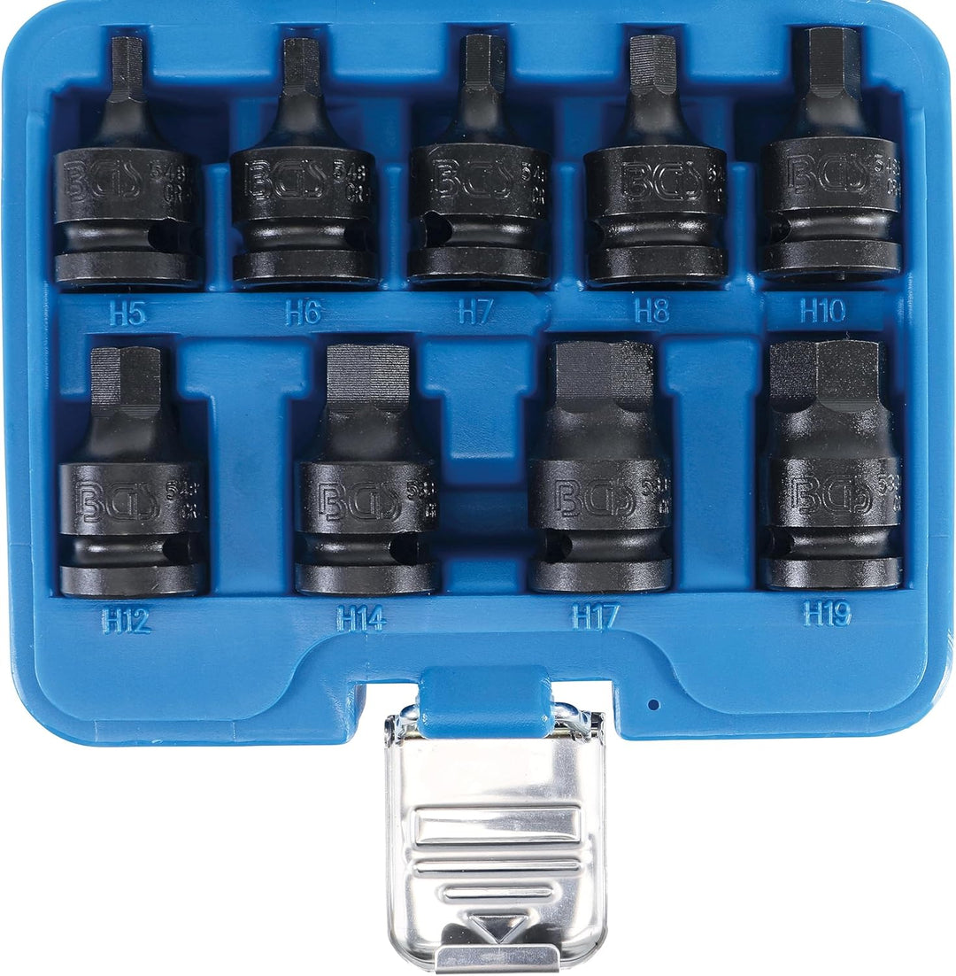 BGS 5485 | Kraft-Bit-Einsatz-Satz | 12,5 mm (1/2") | Innensechskant 5 - 19 mm | 9-tlg.