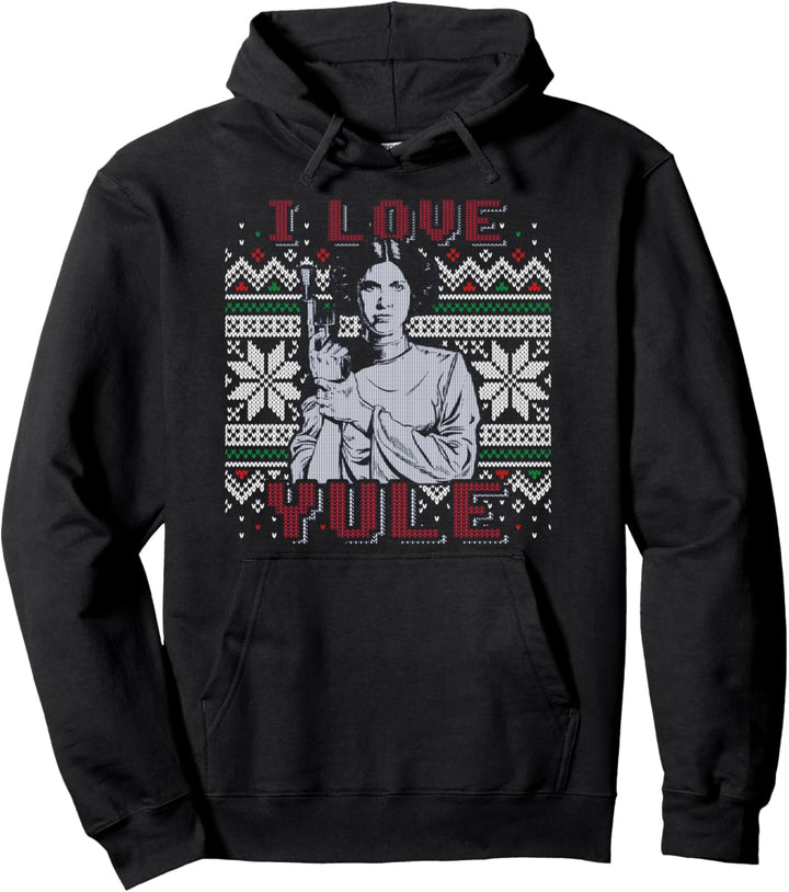 Star Wars Princess Leia I Love Yule Holiday Pun Text Pullover Hoodie