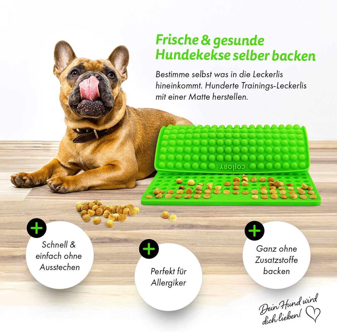 Collory mini Halbkugel (1cm) Silikon Backmatte und Teigschaber Set zur Herstellung von Hundekekse un