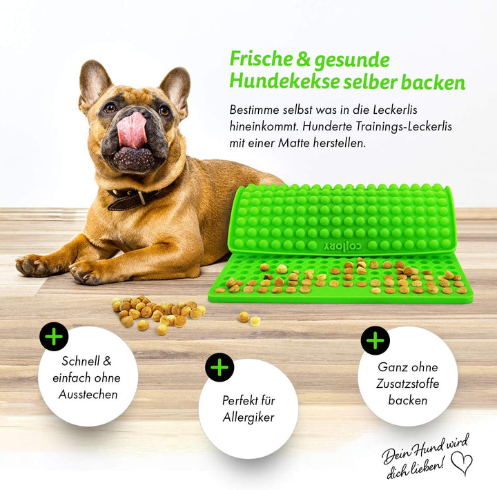 Collory Medium Halbkugel (1,5cm) Silikon Backmatte und Teigschaber Set, DIY Hundekekse, Pralinen und