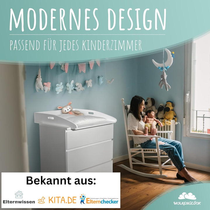 WOLKENGLÜCK Wickelaufsatz für IKEA Malm Kommode [73x70x13cm] - Hochwertiger Malm Wickelaufsatz mit S
