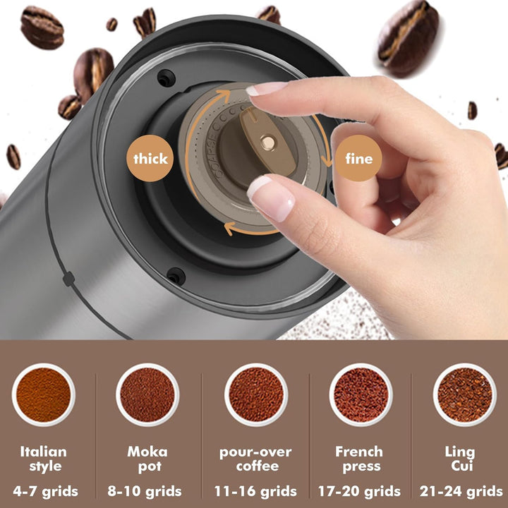 Kaffeemühle Elektrisch, Elektrische Kaffeemühle, Wiederaufladbare Kaffeemühlen mit 5 Einstellbaren M