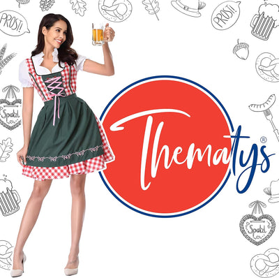 thematys Dirndl midi mit Schürze Damen | Dirndl-Bluse | Oktoberfest | Trachtenkleid | Trachtenmode K