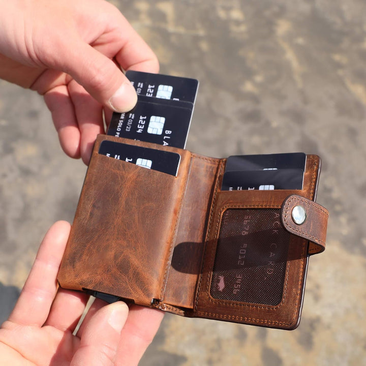 Solo Pelle Leder Geldbörse Q-Wallet mit integriertem Kartenetui für 15 Karten + Geldscheine geeignet