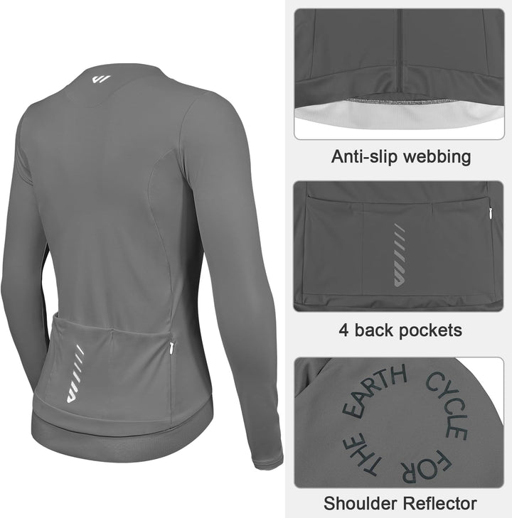 Wulibike Radtrikot Damen Langarm,Fahrradtrikot Atmungsaktiv Rennrad Trikot Hochelastisch Fahrrad Kle