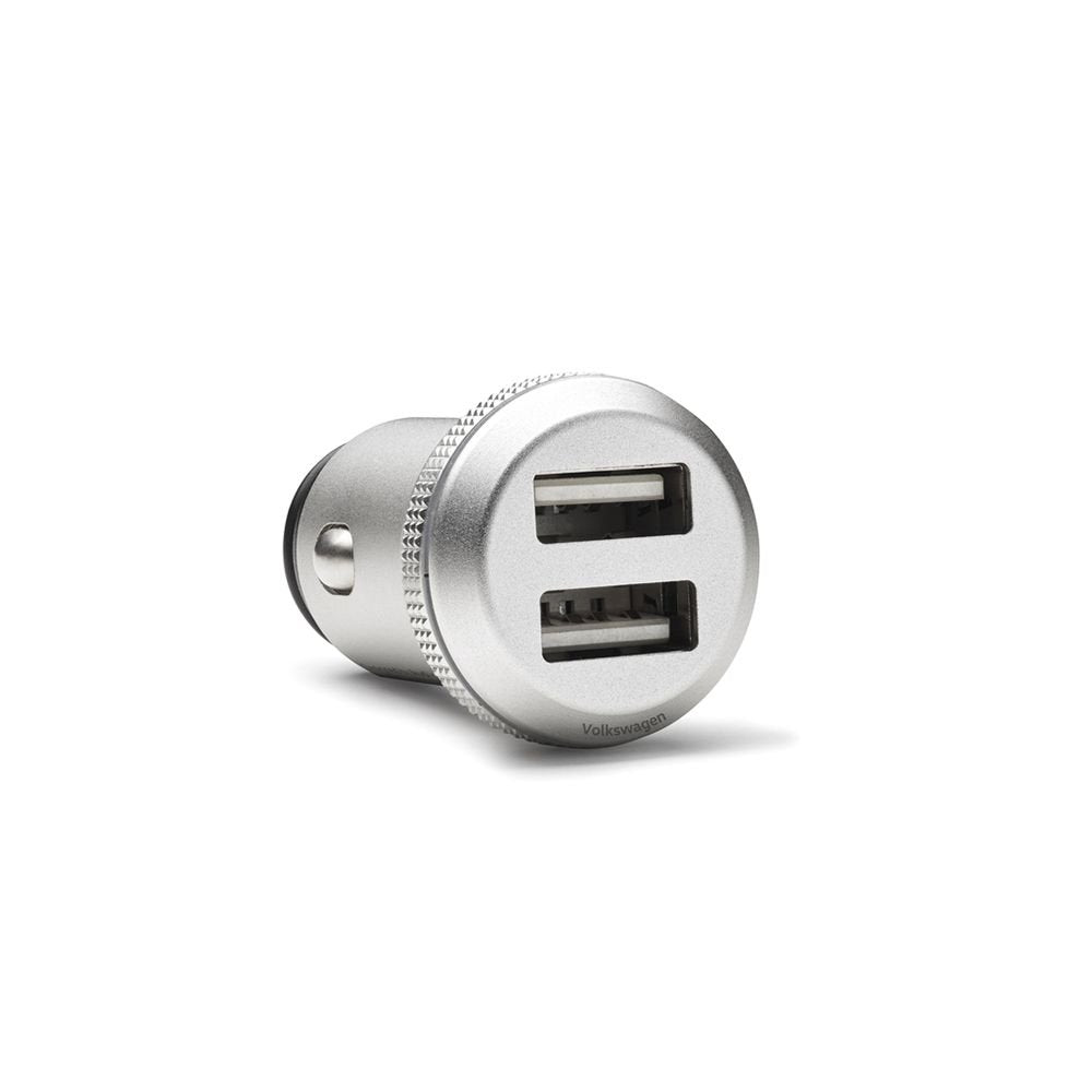 Volkswagen 000051443D Ladeadapter USB dual 12V Steckdose Ladegerät Aluminium Single, Single