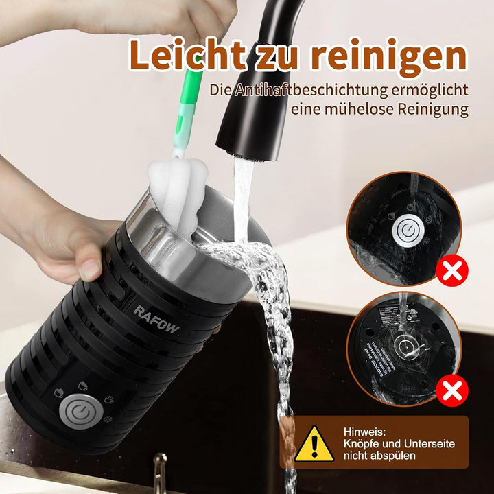 4-in-1 elektrischer Milchaufschäumer Dampfgarer – Heisser und kalter Kaffee-Schaumbereiter, 300 ml,