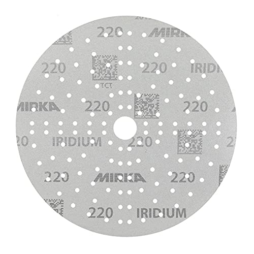 Mirka Iridium Premium-Schleifpapier Ø 150mm Klett 121-Loch, Korn 220, 100 Stk / Zum Schleifen von La