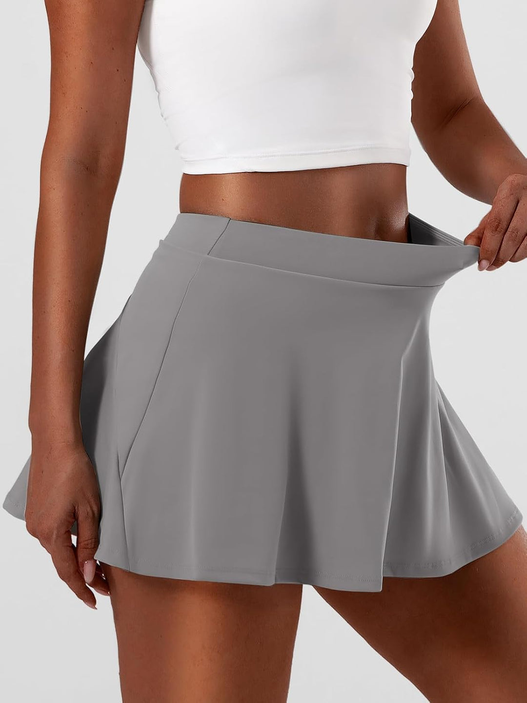 GroYolan Tennisrock Damen Hohe Taille Skort Plissierter Sportrock mit Innenhose und Taschen Minirock