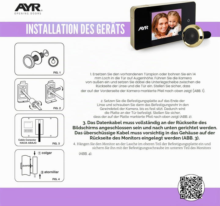 AYR 756 Digitaler Türspiegel, Messing