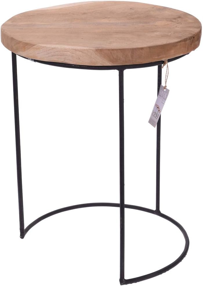 EMAKO Beistelltisch 3er Set klein deko rund holz Holztisch Balkontisch stapelbar Tisch Gartentisch K