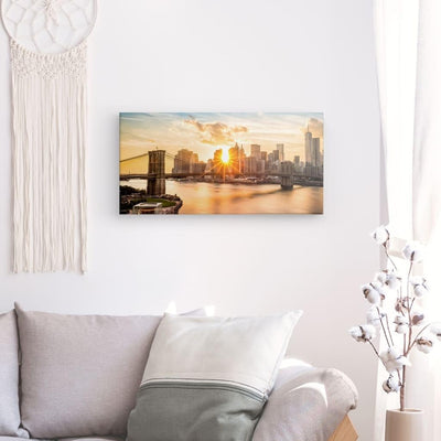 PICANOVA – Leinwandbild 100x50cm Manhattan New York City Sonnenuntergang – Leinwanddruck – Wandbild