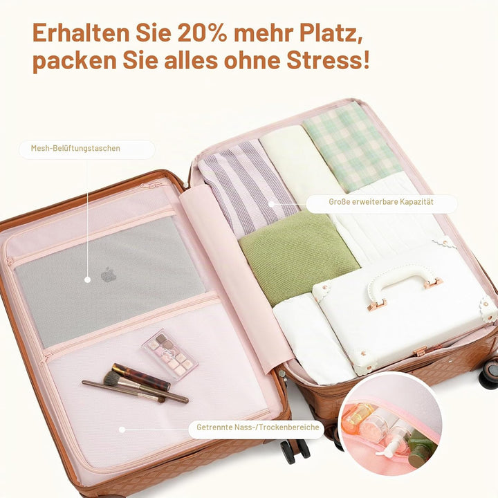 Urecity Vintage Reisekoffer Set 4 Teilig Leicht Retro Lederkoffer Hartschale Trolley Handgepäck Sets
