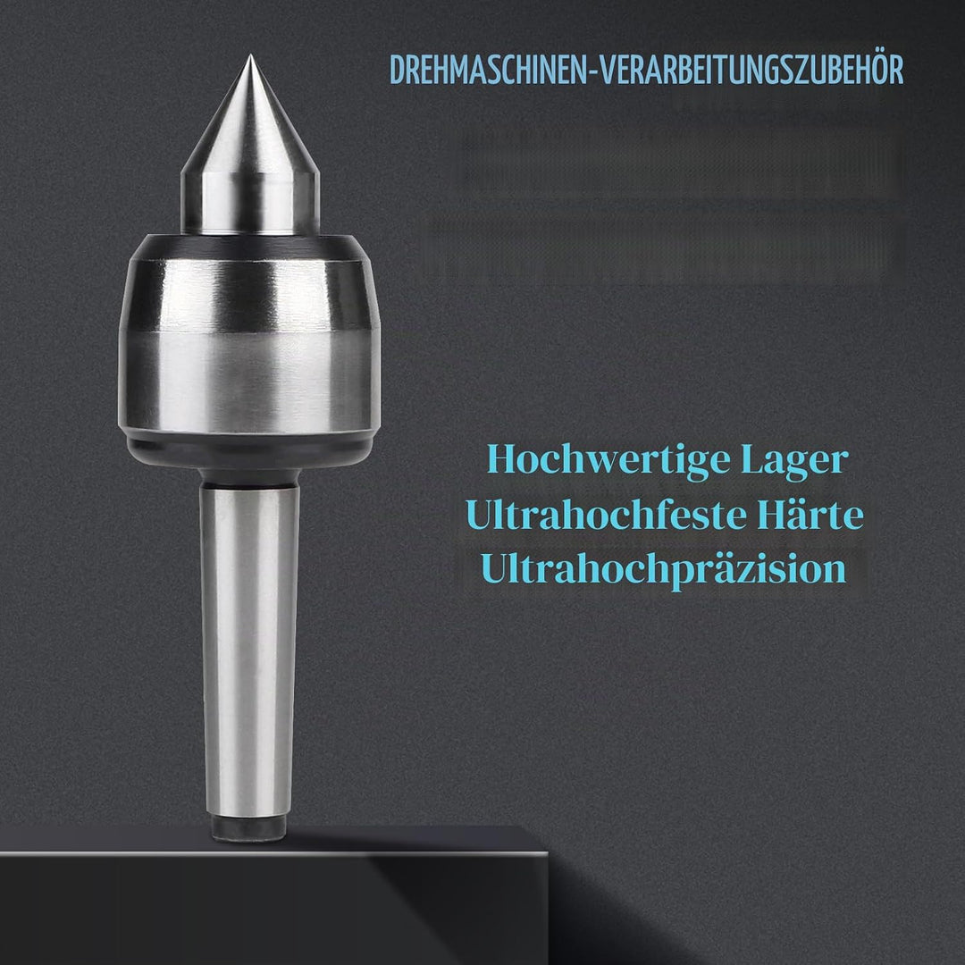 LALAGO Mitlaufende Zentrierspitze MK2, Mitlaufende Körnerspitze, Zentrierspitze 60 Grad Rollkörner,