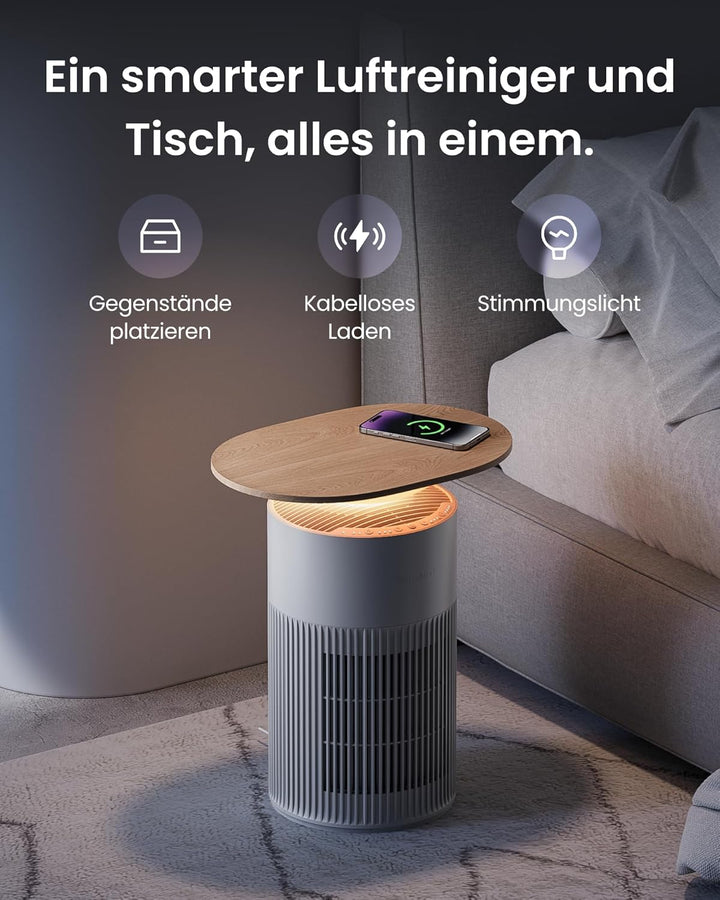 SwitchBot Luftreiniger mit App-Steuerung und Nachtlicht, CADR 400m³/h bis zu 83㎡ Zimmer, HEPA-Filter