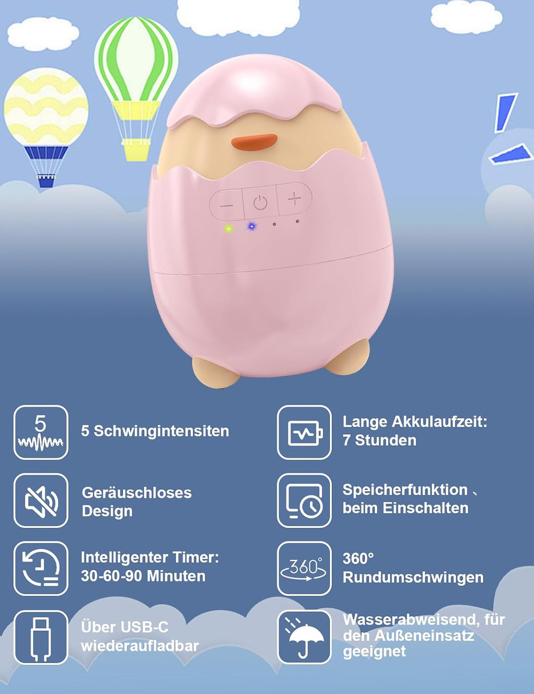 Robofun Kinderwagenschaukler- Das Original Schlafhilfe für Baby, 5 Einstellbare Schaukelintensitäten