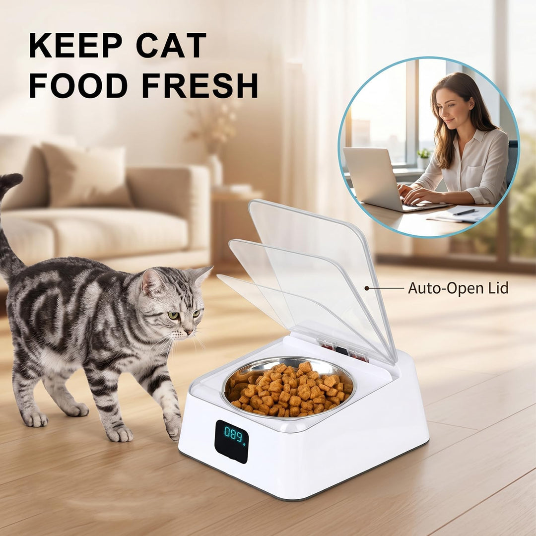 Nassfutterautomat für Katzen, 350ml Katzenfutter Automat mit Infrarot Sensor, Automatischer Futterna